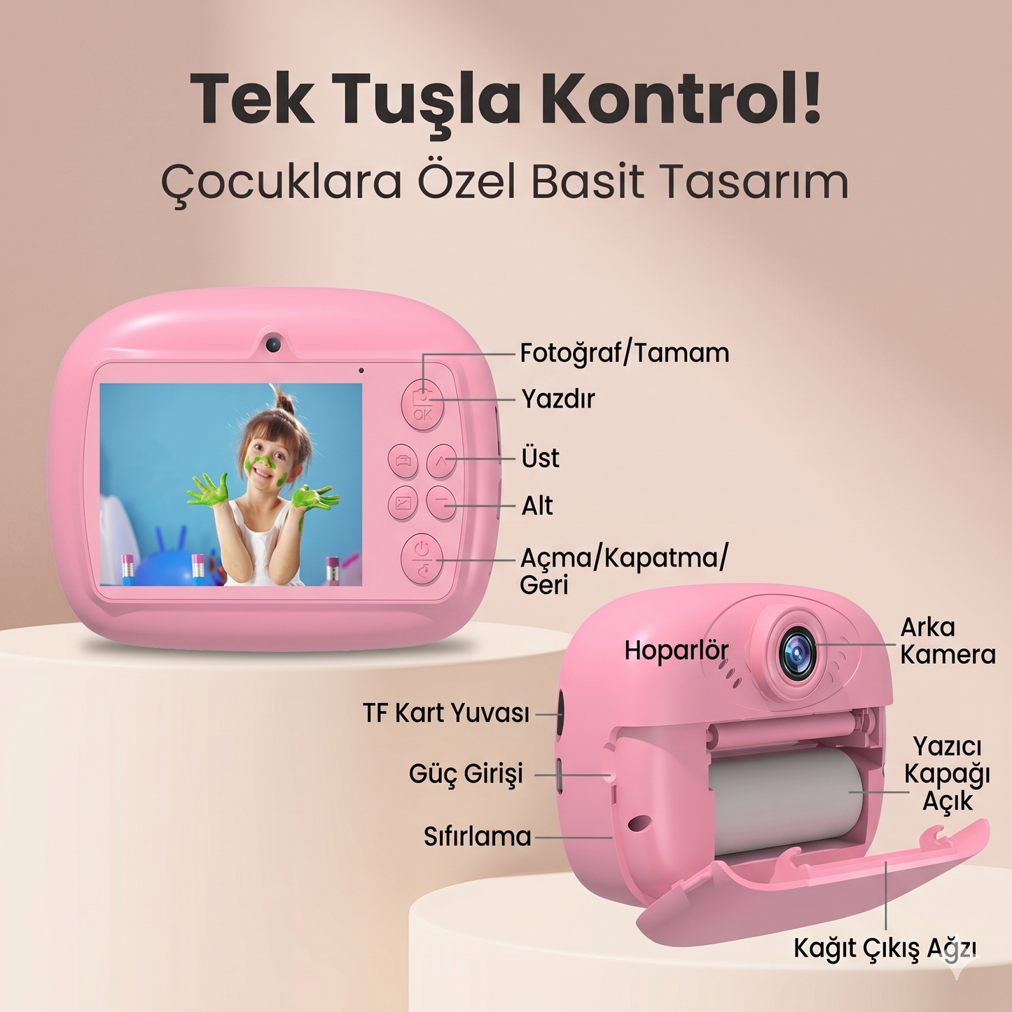 Termal Baskılı Çocuk Fotoğraf Makinesi (Anında Çıktı)